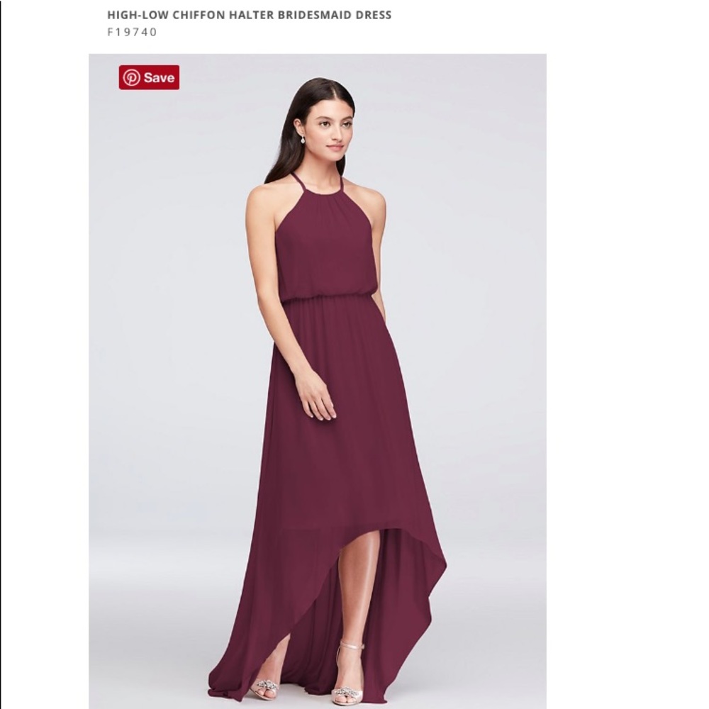 David’s Bridal High-low Hem Bridesmaid Dress, Wine
